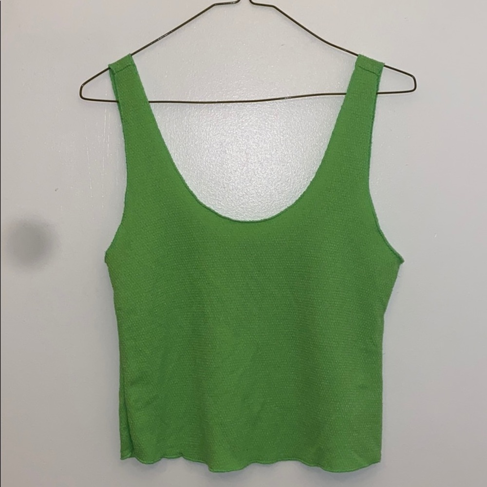 NWT Zara Bright Green Loose Knit Singlet